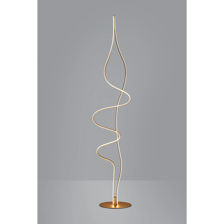 Idolite Sleek Black & Gold Floor Standing Lamp, 36W LED, In-Line Dimmer, 3000K