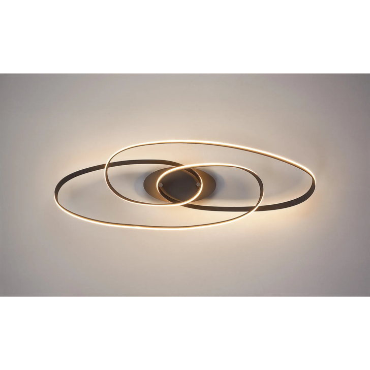 Idolite Sleek Dark Grey Double Loop Flush Ceiling Light, 45W LED, Triac Dimmable, 3000K, 4400lm