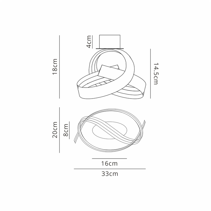 Idolite Sleek Dark Grey Loop Dimmable Led Wall Light - 3000K