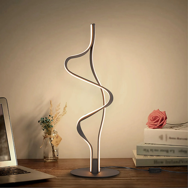 Idolite Sleek Dark Grey Spiral Dimmable Led Table Lamp - 3000K