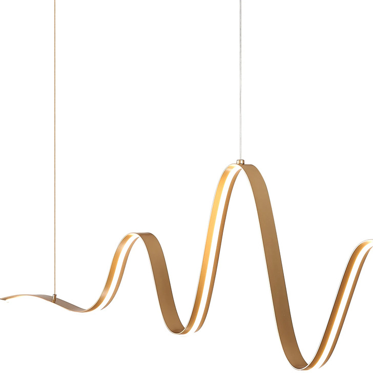 Idolite Sleek Gold Dimmable Wave Led Linear Island Pendant Light - 3000K