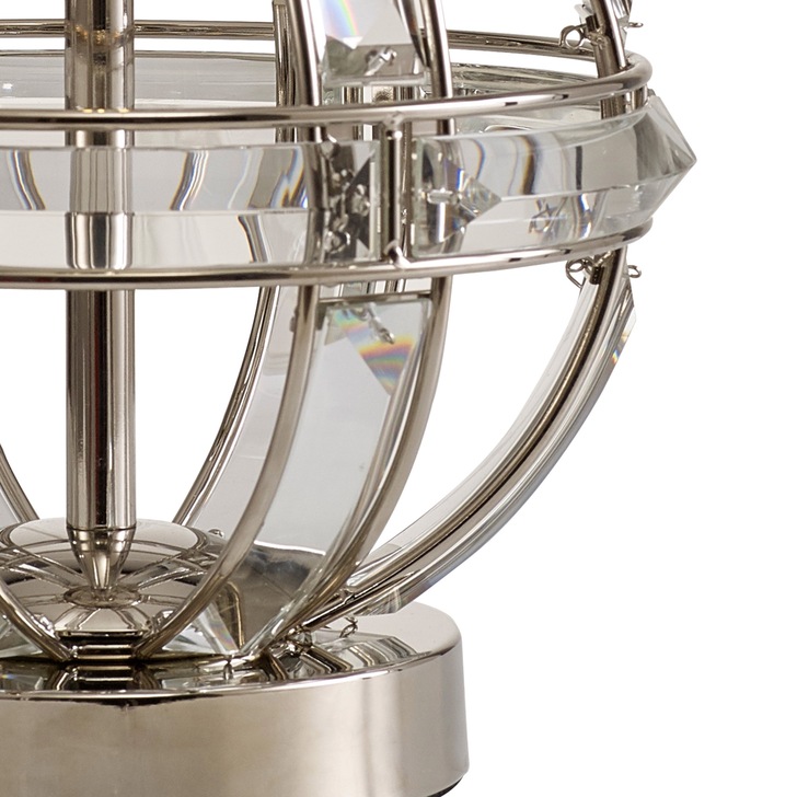 Idolite Smoky Polished Nickel Crystal Table Lamp