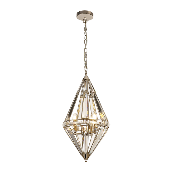 Idolite Smoky Polished Nickel Finish 3 Light Diamond Pendant