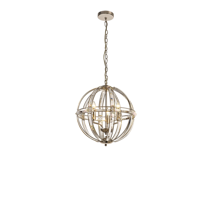 Idolite Smoky Polished Nickel Finish 3 Light Round Pendant