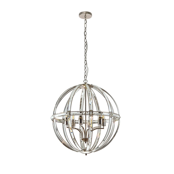 Idolite Smoky Polished Nickel Finish 6 Light Large Round Pendant