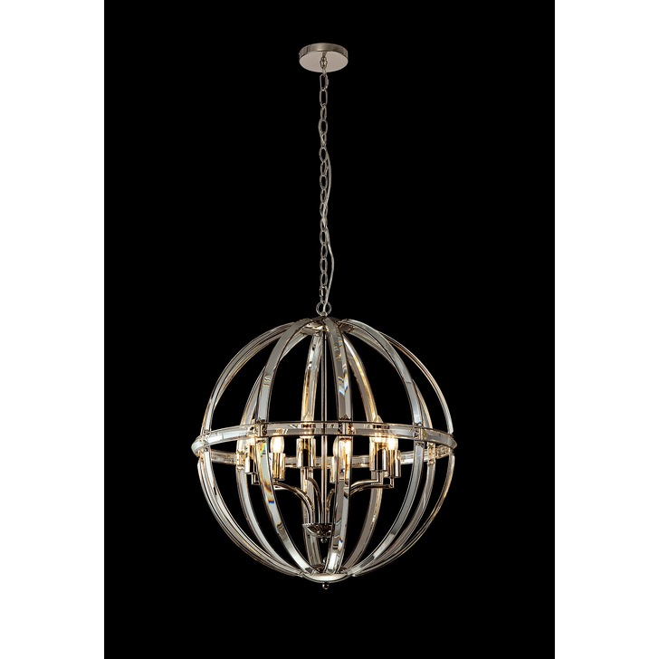 Idolite Smoky Polished Nickel Finish 6 Light Large Round Pendant