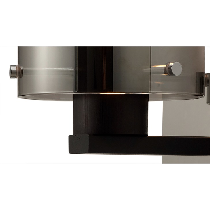 Idolite Snowdon Black/Polished Chrome Single Wall Light With Smoked/Clear Ombre Glass