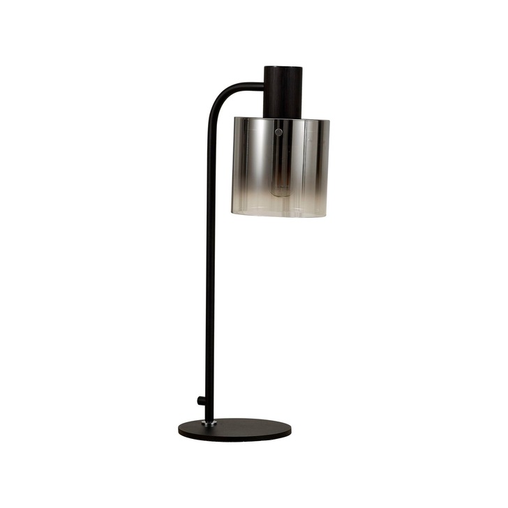 Idolite Snowdon Black Table Lamp With Smoke/Clear Ombre Glass Shade