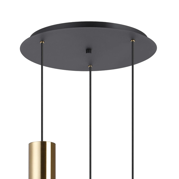 Idolite Snowdon Brass And Black 3 Light Cluster Pendant Light Complete With Smoke Fade Glasses