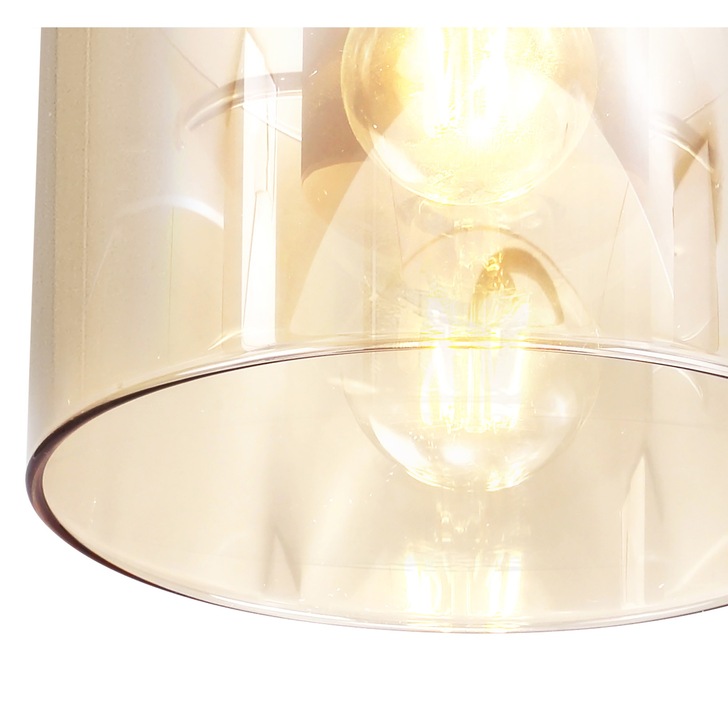 Idolite Snowdon Mocha Finish 1 Light Flush Ceiling Light C/W Amber Glass