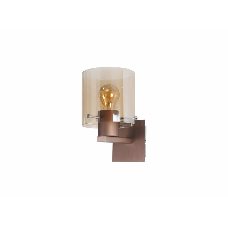 Idolite Snowdon Mocha Finish Single Wall Light C/W Amber Glass