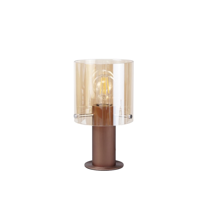 Idolite Snowdon Mocha Finish Table Lamp C/W Amber Glass