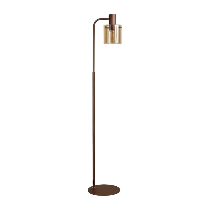 Idolite Snowdon Mocha Floor Lamp Complete With Amber Glass Shade