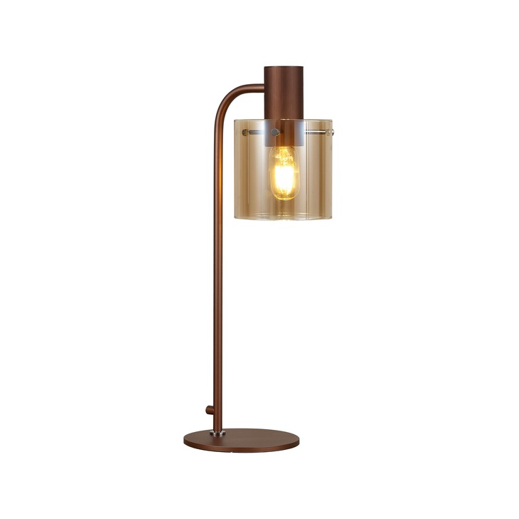 Idolite Snowdon Mocha Table Lamp Complete With Amber Glass Shade