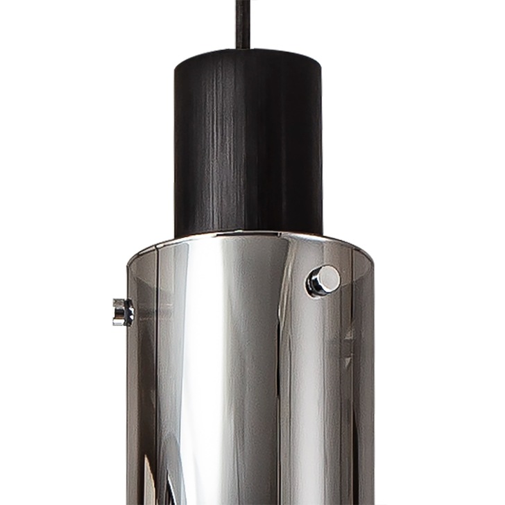 Idolite Snowdon Slim Black/Polished Chrome 3 Light Pendant With Smoked/Clear Ombre Glasses