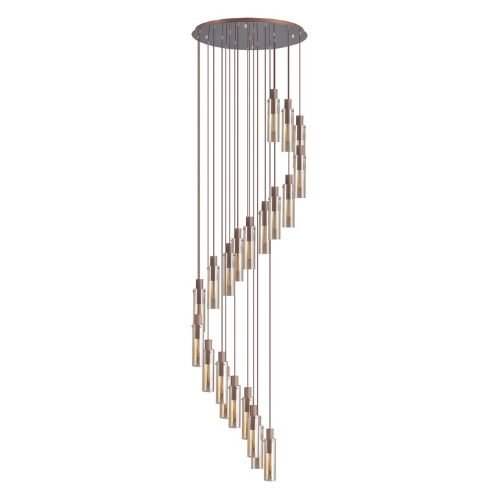 Idolite Snowdon Slim Mocha 21 Light Cluster Pendant Complete With Amber Glass Shades