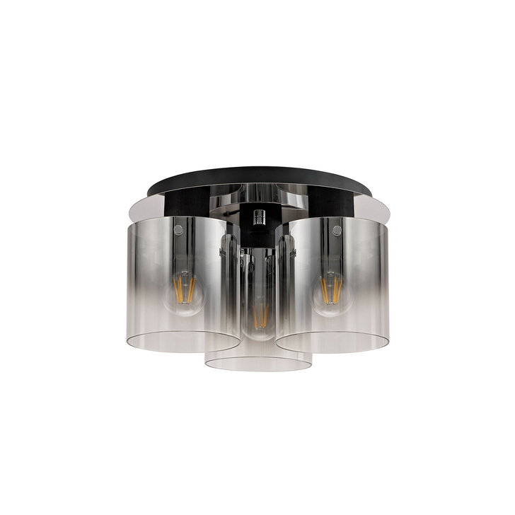 Idolite Snowdon Smoked Glass 3 Light Flush Ceiling Light