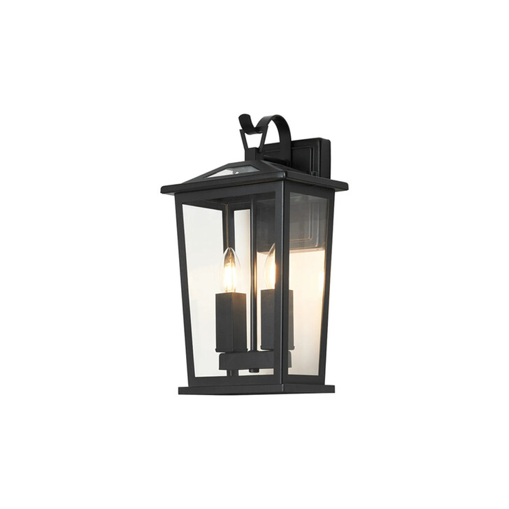 Idolite Stafford Large Black Taped Downward Facing Wall Light Complete With Clear Glass - IP54