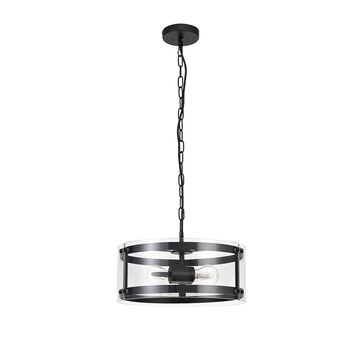 Idolite Stanmore Matt Black/Clear 2 Light Pendant