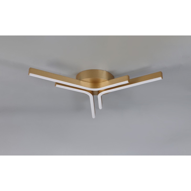 Idolite Stockley Painted Gold Finish 3 Light Led Flush Ceiling Light - 3000K