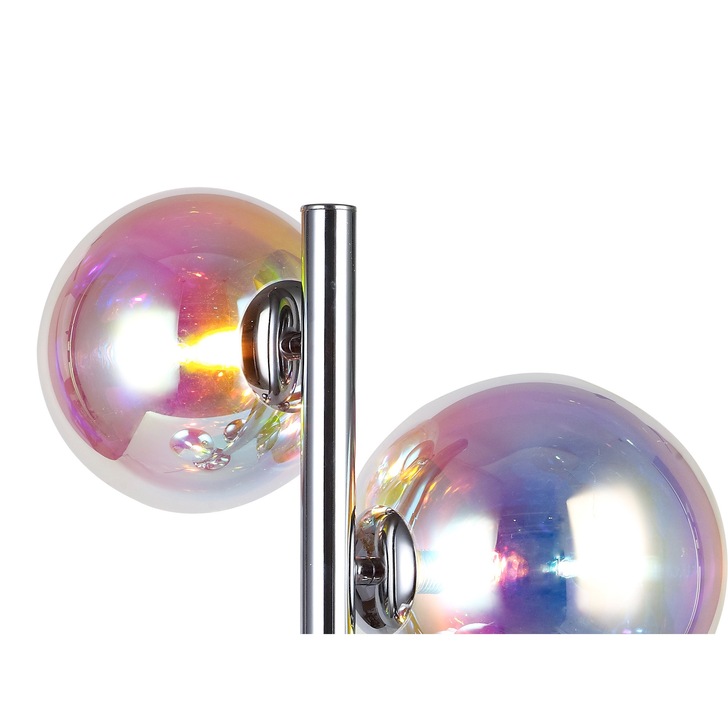 Idolite Stockwell Polished Chrome 3 Light Table Lamp C/W Iridescent Glass Globes