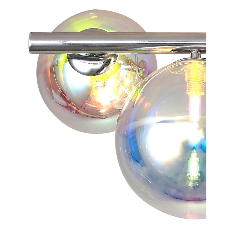 Idolite Stockwell Polished Chrome 4 Light Semi-Flush Ceiling Light C/W Iridescent Glass Globes