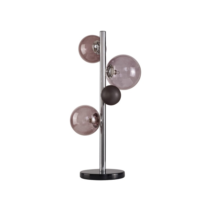 Idolite Stockwell Polished Chrome/Smoked 3 Light Table Lamp