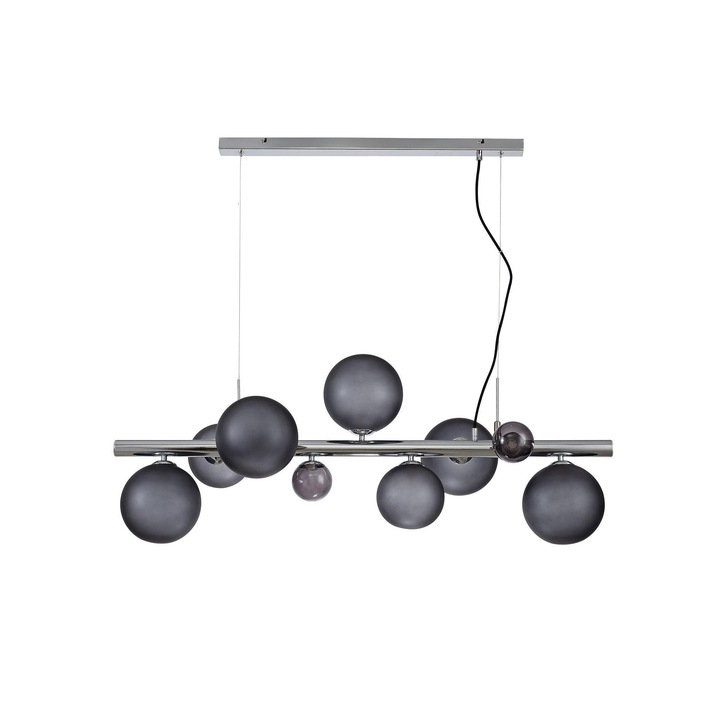 Idolite Stockwell Polished Chrome/Smoked 7 Light Linear Bar Pendant