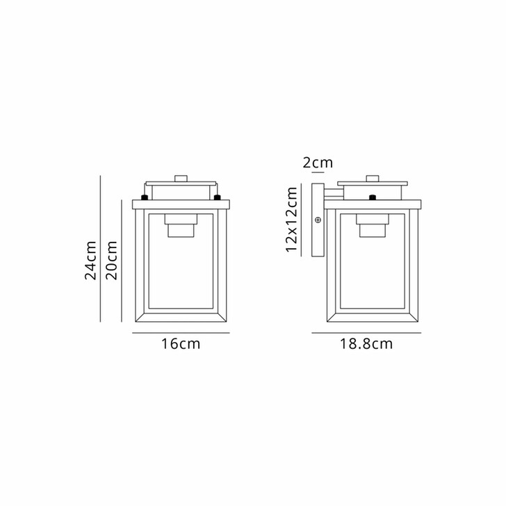 Idolite Stoke Simple Square Cube Outdoor Wall Light In Oil Rubbed Brass Finish Complete With Clear Seeded Glass - IP54