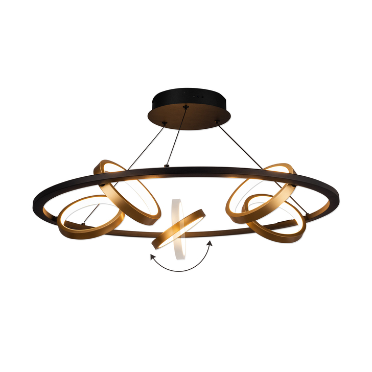 Idolite Tacita 5 Light Led Round Pendant In Satin Black/Gold