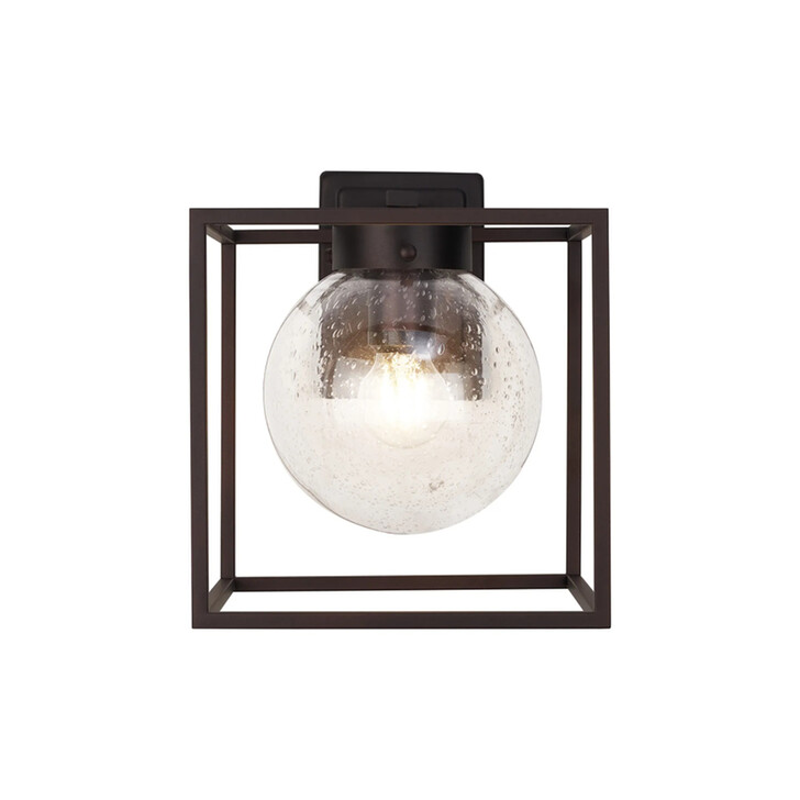 Idolite Telford Oil Rubbed Brass Finish Large Square Frame Outdoor Wall Light Complete With Clear Seeded Glass - IP54