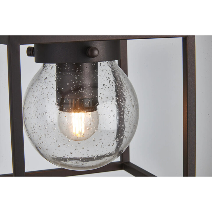 Idolite Telford Oil Rubbed Brass Finish Small Square Frame Outdoor Pendant Light Complete With Clear Seeded Glass - IP54