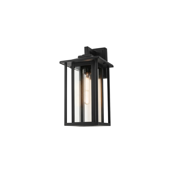 Idolite Trentham Rectangular Medium Satin Black Downward Facing Exterior Wall Light Complete With Clear Glass - IP54