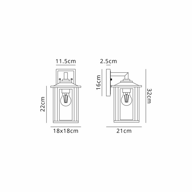 Idolite Trentham Rectangular Small Satin Black Downward Facing Exterior Wall Light Complete With Clear Glass - IP54