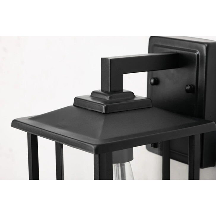 Idolite Trentham Rectangular Small Satin Black Downward Facing Exterior Wall Light Complete With Clear Glass - IP54