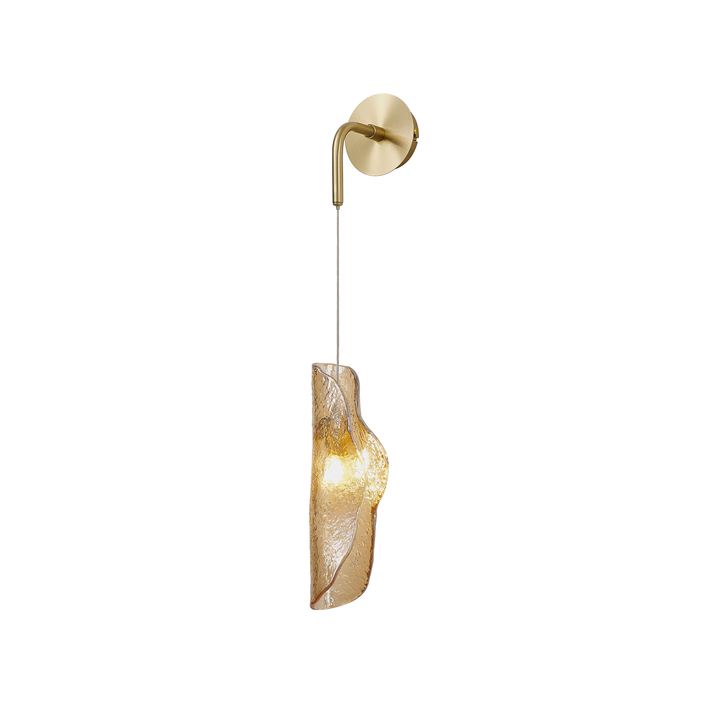 Idolite Tutoko Brass Single Wall Light Complete With Cognac Glass