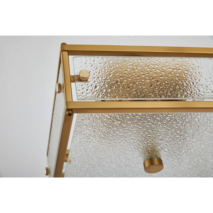 Idolite Vault 25x25cm 2 Light Square Flush Bathroom Ceiling Light Brass/Clear Diamond Pattern (C) Glass - IP44