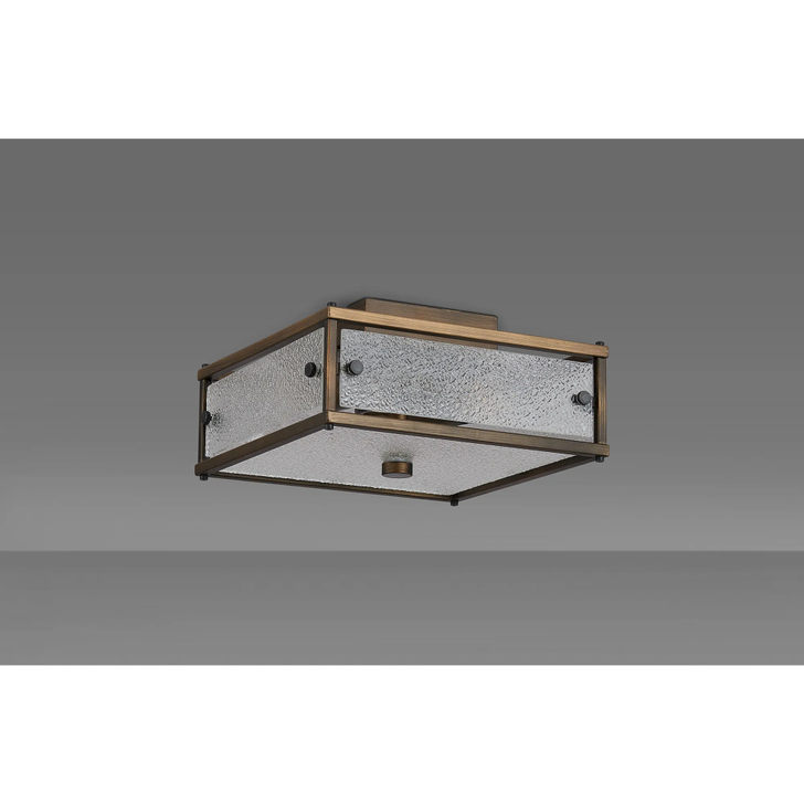 Idolite Vault 25x25cm 2 Light Square Flush Bathroom Ceiling Light Painted Bronze/Clear Diamond Pattern (C) Glass - IP44