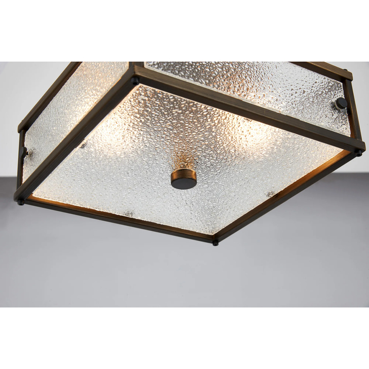 Idolite Vault 25x25cm 2 Light Square Flush Bathroom Ceiling Light Painted Bronze/Clear Diamond Pattern (C) Glass - IP44
