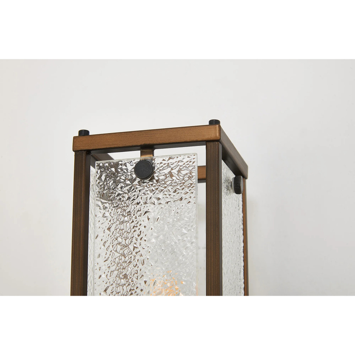 Idolite Vault 40cm 2 Light Rectangular Bathroom Wall Light Painted Bronze/Clear Diamond Pattern (C) Glass - IP44