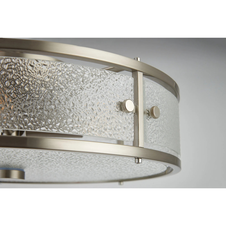 Idolite Vault 40cm 4 Light Round Flush Bathroom Ceiling Light Satin Nickel/Clear Diamond Pattern (C) Glass - IP44