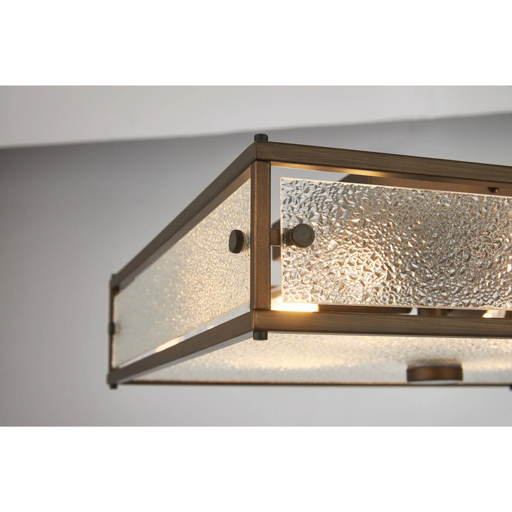Idolite Vault 40x40cm 4 Light Square Flush Bathroom Ceiling Light Painted Bronze/Clear Diamond Pattern (C) Glass - IP44