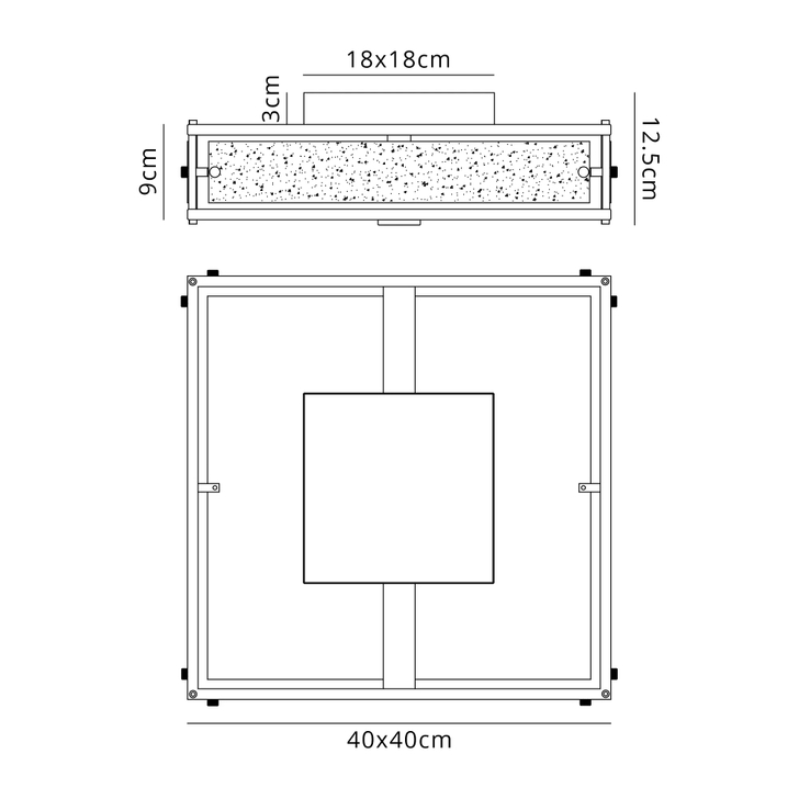 Idolite Vault 40x40cm 4 Light Square Flush Bathroom Ceiling Light Painted Bronze/Clear Diamond Pattern (C) Glass - IP44