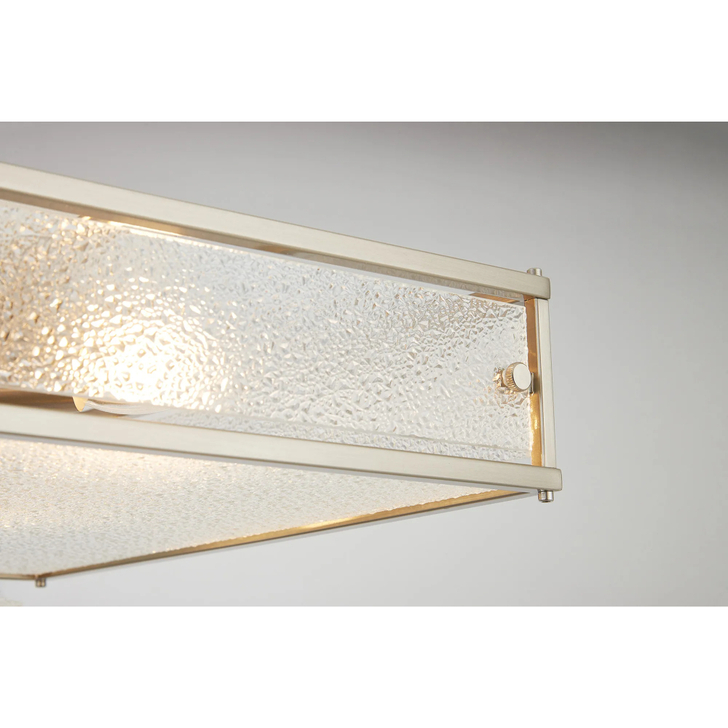 Idolite Vault 40x40cm 4 Light Square Flush Bathroom Ceiling Light Satin Nickel/Clear Diamond Pattern (C) Glass - IP44