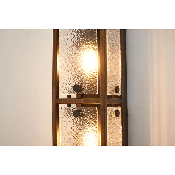 Idolite Vault 75cm 4 Light Rectangular Bathroom Wall Light Painted Bronze/Clear Diamond Pattern (C) Glass - IP44