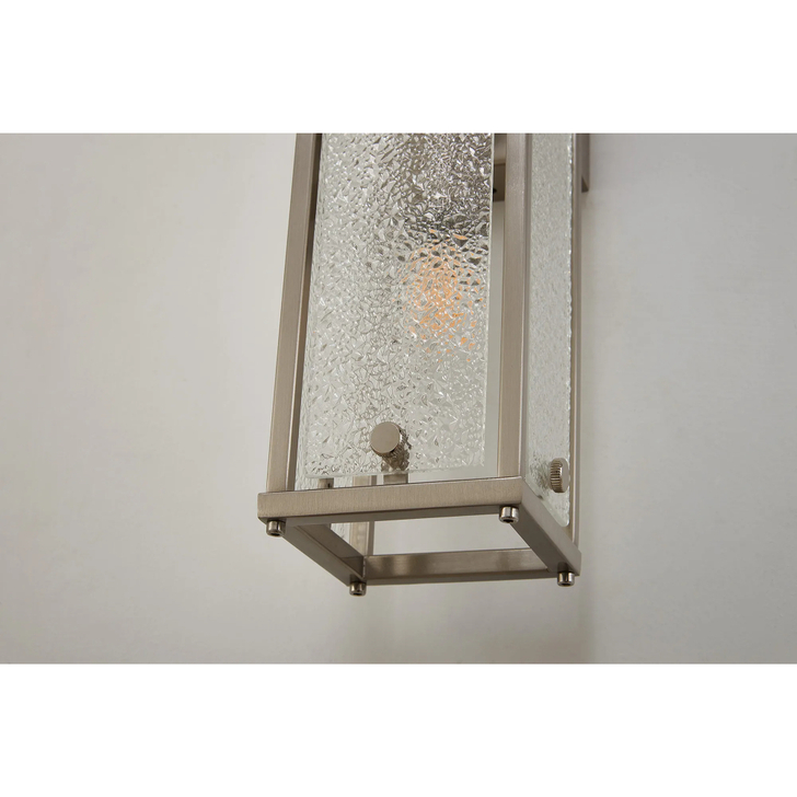 Idolite Vault 75cm 4 Light Rectangular Bathroom Wall Light Satin Nickel/Clear Diamond Pattern (C) Glass - IP44