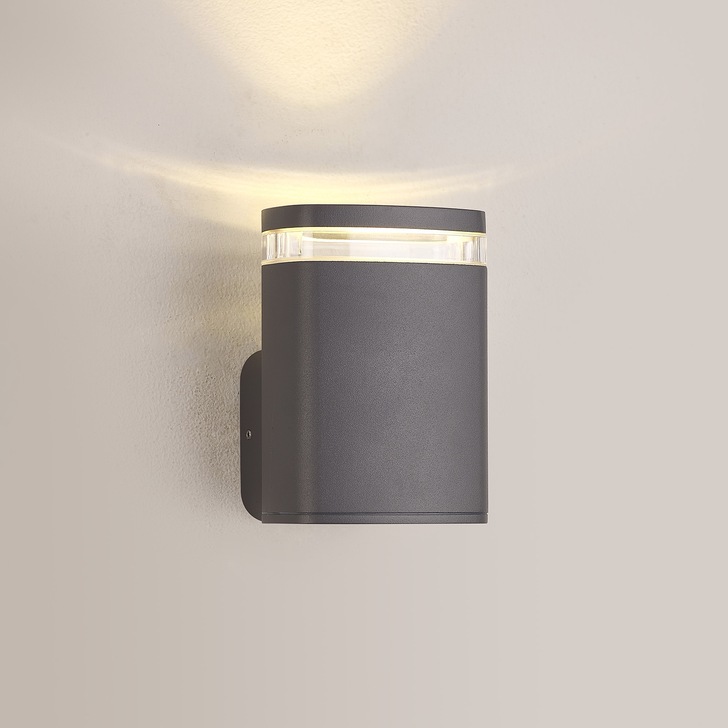 Idolite Vela 1 Light Grey Exterior Wall Light Complete With Clear Lens - IP54