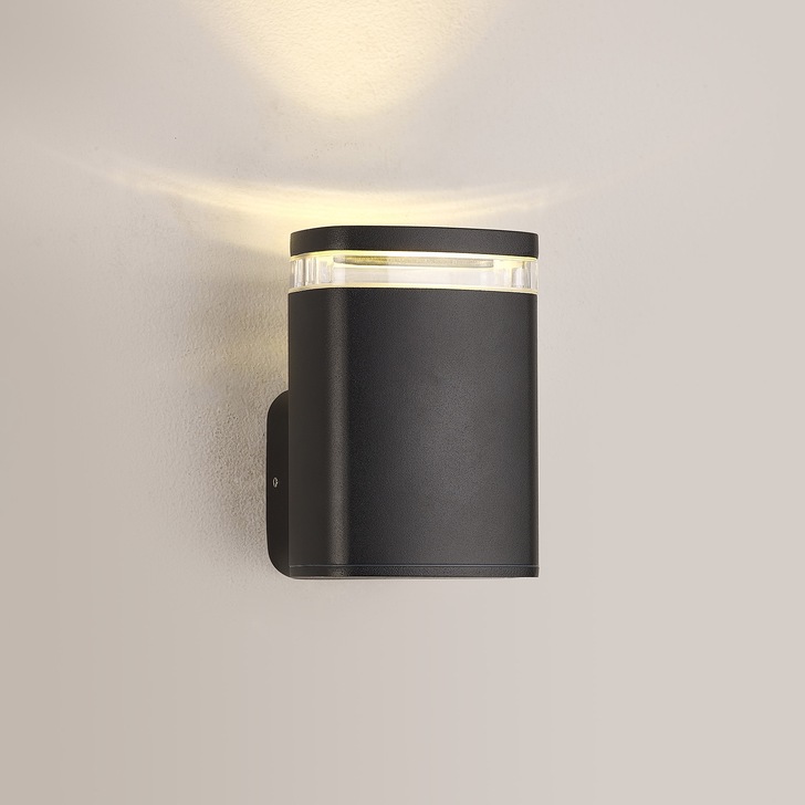 Idolite Vela 1 Light Matt Black Exterior Wall Light Complete With Clear Lens - IP54