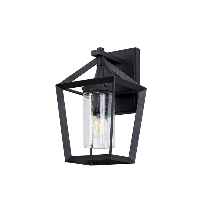 Idolite Wilhelm Anthracite Exterior Wall Light Complete With Clear Rain Effect Glass - IP54