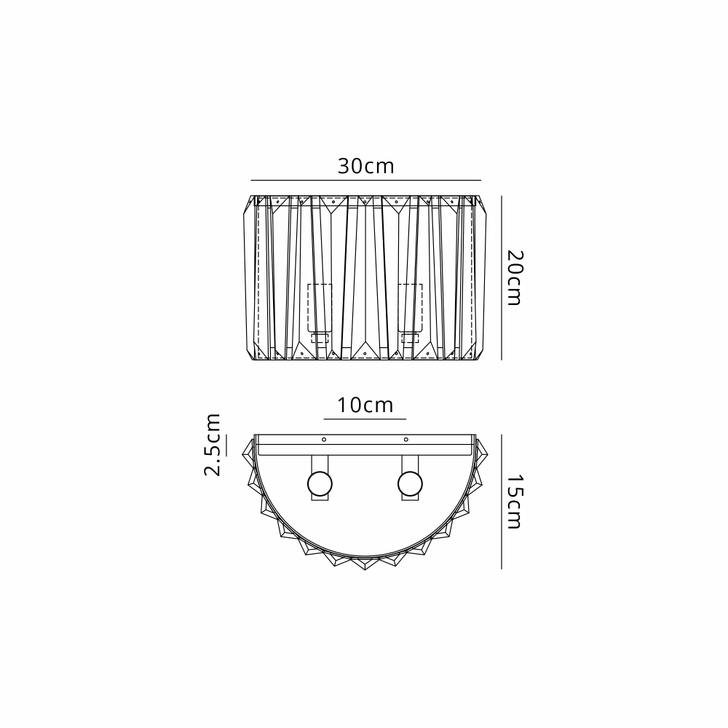 Idolite Windsor 2 Light Satin Black Crystal Wall Light